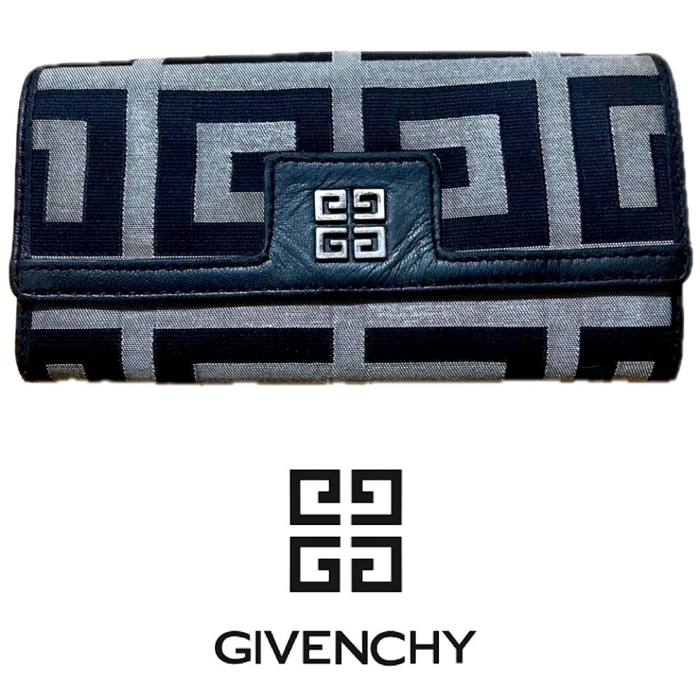 Rare Givenchy Monogram Women’s Long Canvas Wallet, Black/Gray Monogram - Picture 2 of 10